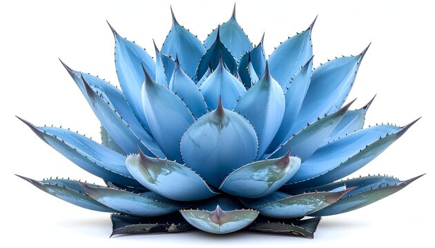 Blue agave plant, spiky leaves, isolated on white background - Powered by Adobe