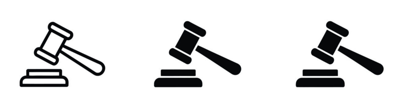Judge gavel icon vector showing legal and courtroom symbol,