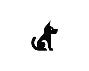 Black Dog Logo Sitting Vector