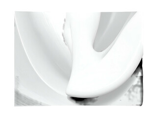 Abstract white swirling sculpture with smooth, curved forms