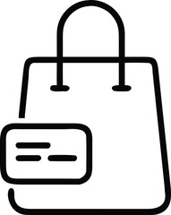 Shopping Bag with Credit Card Symbol Line Icon