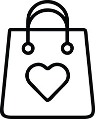 Shopping Bag with Heart Symbol Line Icon