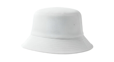 Clean white bucket hat, angled shot with black background