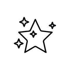 Monochrome Line Icon Five Point Star Outline Universal
