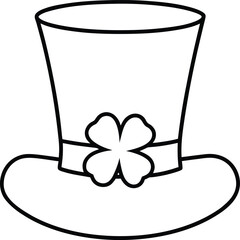 Top hat with clover line art vector shamrock 1