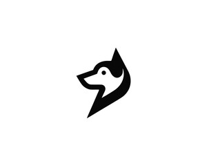 Elegant Bold Black Dog Head Logo Design