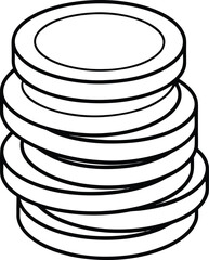 Gold coins stack line art simple outlined coin pile 5