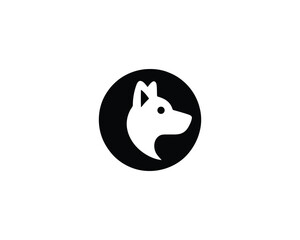 Black Circle Dog Head Logo