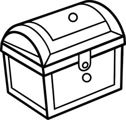 Simple outlined gold treasure chest vector graphic