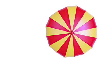 Top view of a red and yellow striped umbrella