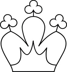 Simple outlined clover crown line art symbol royalty