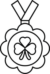 Clover medal line art simple outlined medal with shamrock