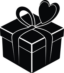 Mother s Day Gift Box Silhouette with Heart and Ribbon