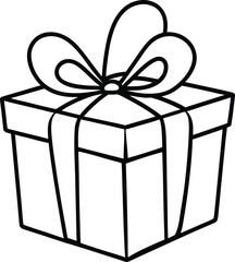 Mother s Day gift box line art with bow present