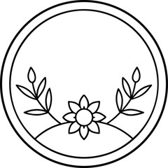 Mother Day Floral Badge Line Art Circular Frame vector 1