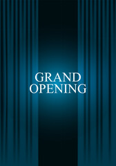Grand Opening. Luxury vertical banner with blue curtain and whaite text. Vector illustration
By Svitla