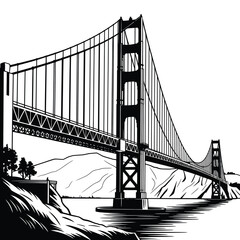 Golden gate bridge san francisco california landscape illustration