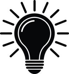 Black silhouette of a light bulb with radiating lines 1