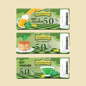 St patrick s day gift vouchers with beer pancakes and green drinks