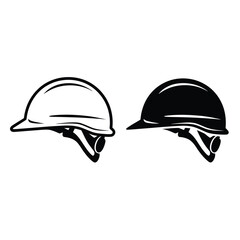 Hard hats in black and white side by side