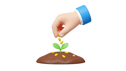 3D Hand Planting Seeds in Sprout