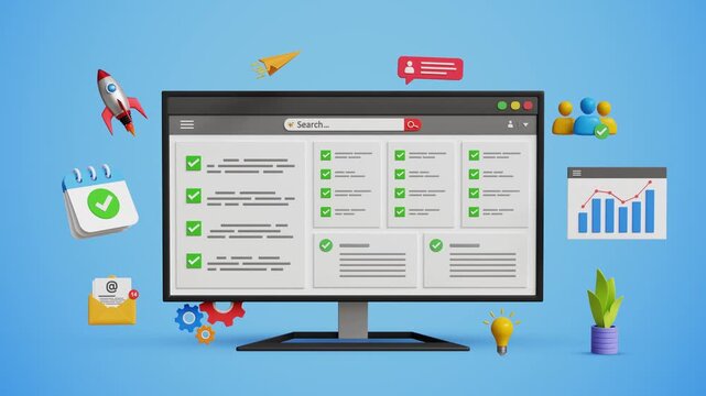 Online Assessment Evaluation, Performance Analysis, Results and Reports, Progress Tracking, Insights Page, Quality Rating, Benchmarking, Data Validation and Feedback. Survey Page on Computer. 3D Video