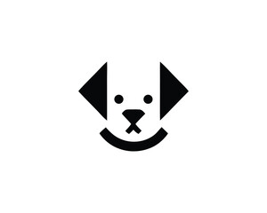 Happy Dog Face Logo Design Vector