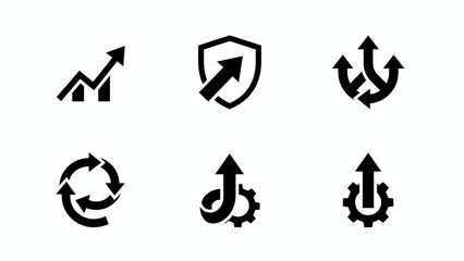 Set of Black Arrows and Symbols.