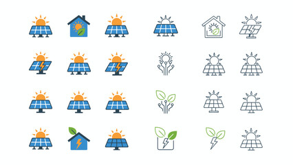 Set of Solar Panel Icons Illustrations.