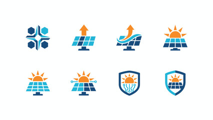 Solar Panel Icons Renewable Energy Symbols.