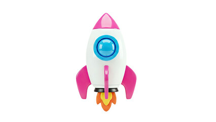 3D Cartoon Rocket with Pink and Blue Accents