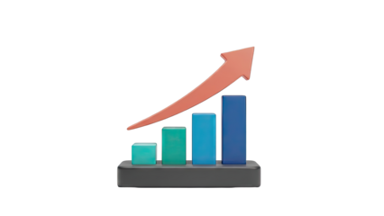 3D Bar Graph with Upward Arrow