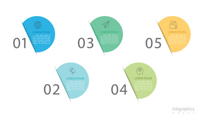 Infographic 5 options design elements for your business data. Vector Illustration.