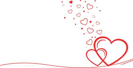 Red heart shapes and lines on for love and valentines day concepts