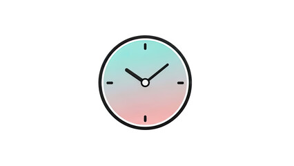 Clock Icon Showing Time on White Background