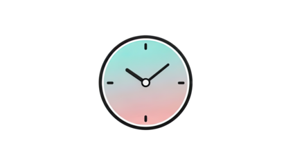 Clock Icon Showing Time on White Background