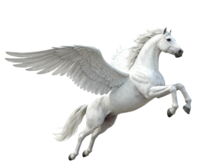 Flying White Pegasus with Spread Wings