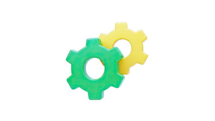 Colorful Gears Interlocking on White Background