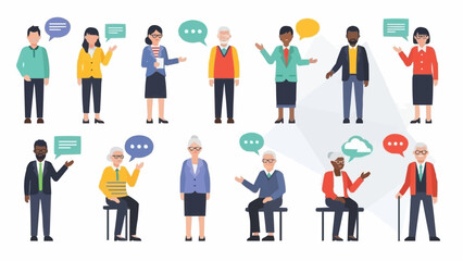 Fototapeta premium Diverse Group of People Communicating with Speech Bubbles.