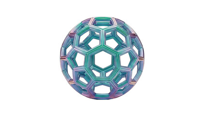 Iridescent Geometric Sphere on White Background