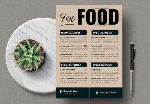 Fast Food Restaurant Menu Flyer