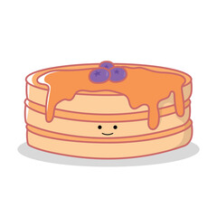 Cute Kawaii Blueberry Pie Vector Pastel Colored Flat Style Dessert Illustration, Hand-Drawn Cartoon Blueberry Pie Icon for Bakery Menu, Kids Design, Sweet Food, Cooking, and Cute Dessert Theme