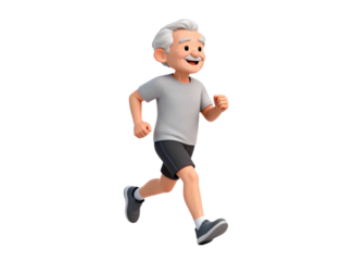 Elderly Man Running in Fitness Activity
