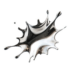 Metallic splash, dynamic, silver fluid scattering on a black background