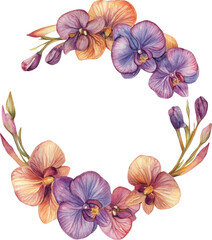 Watercolor Orchid Wreath Frame