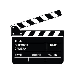 Obraz premium Black and white movie clapper board on a plain background