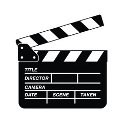 Obraz premium Black and white movie clapper board on a plain background