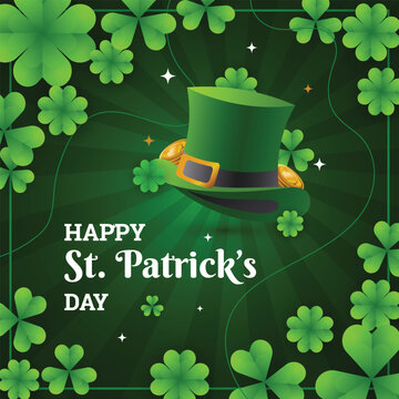 A vibrant illustration of a leprechaun s hat surrounded by shamrocks for st patrick s day
