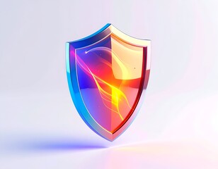 A translucent shield, internally lit with dynamic, colorful energy