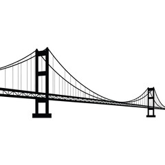 Obraz premium Black silhouette of a suspension bridge on a white background